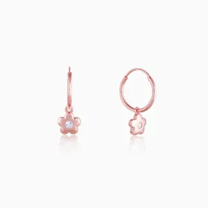 Rose Gold Floral Hoop Earrings