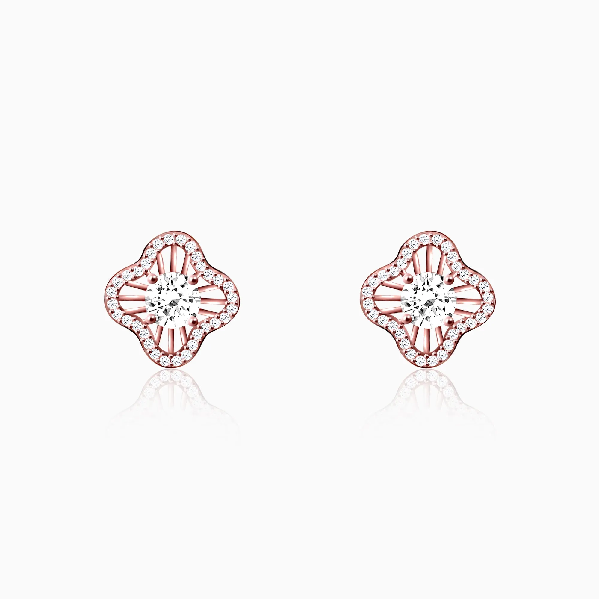 Rose Gold Flower Blossom Earrings