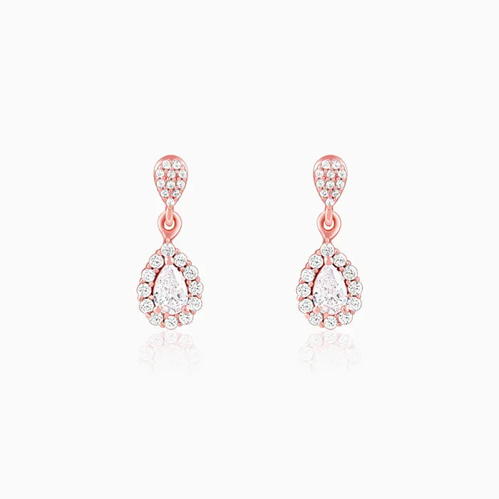 Rose Gold Glittering Teardrop Earrings