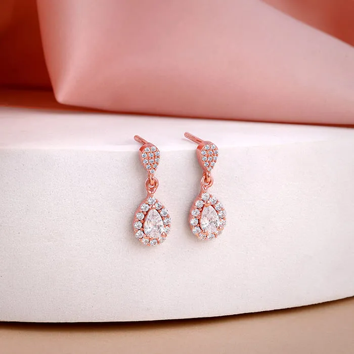 Rose Gold Glittering Teardrop Earrings