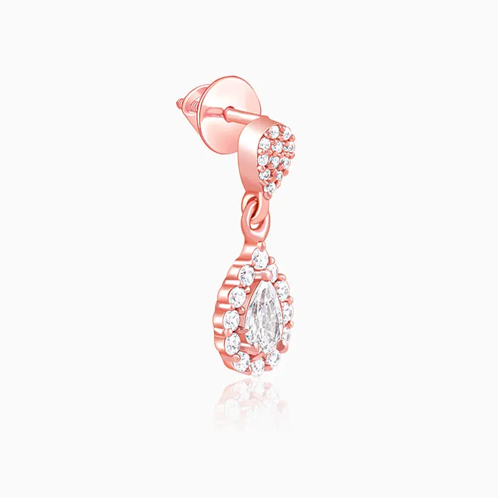Rose Gold Glittering Teardrop Earrings