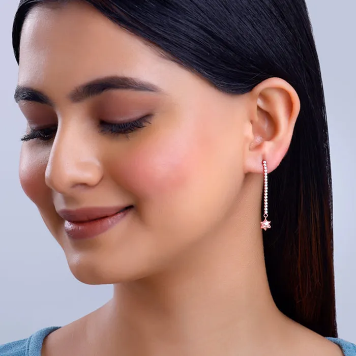 Rose Gold Guiding Star Drop Earrings