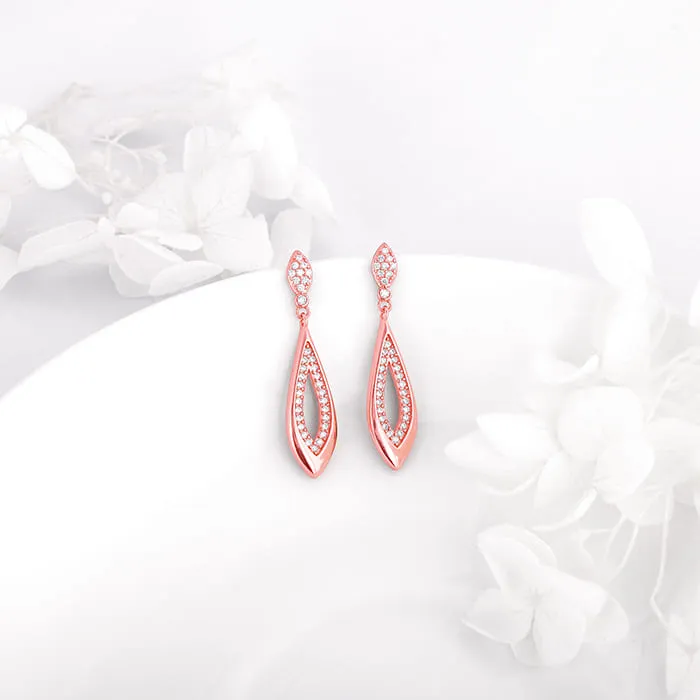 Rose Gold Halo Drop Earrings