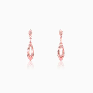 Rose Gold Halo Drop Earrings