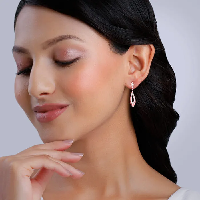 Rose Gold Halo Drop Earrings