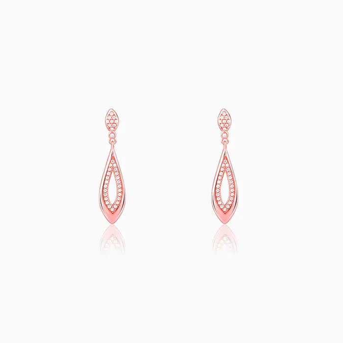 Rose Gold Halo Drop Earrings