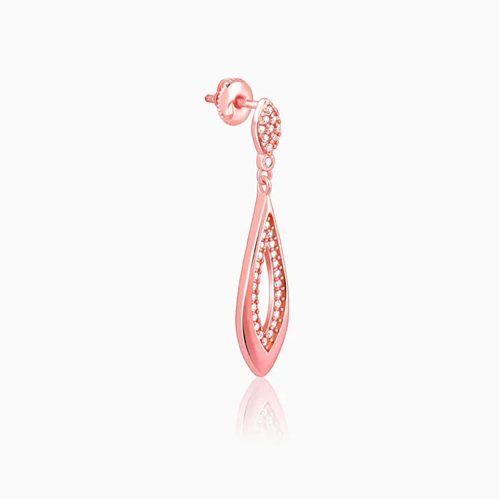 Rose Gold Halo Drop Earrings