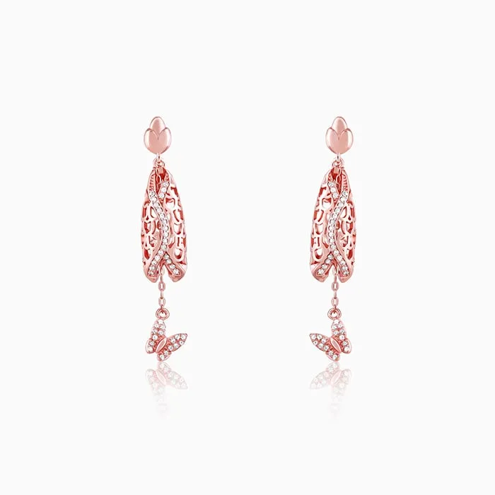 Rose Gold Lively Butterfly Earrings