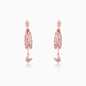 Rose Gold Lively Butterfly Earrings