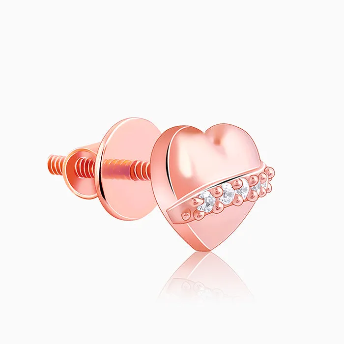 Rose Gold Locket Love Stud Earrings