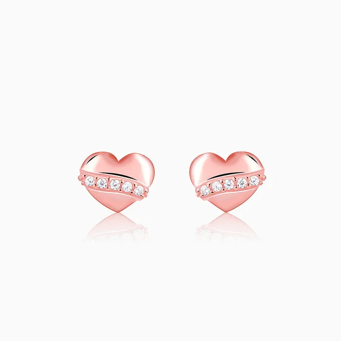 Rose Gold Locket Love Stud Earrings