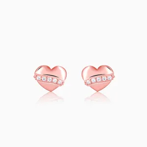 Rose Gold Locket Love Stud Earrings