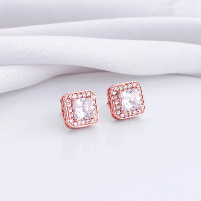 Rose Gold Love Square Earrings