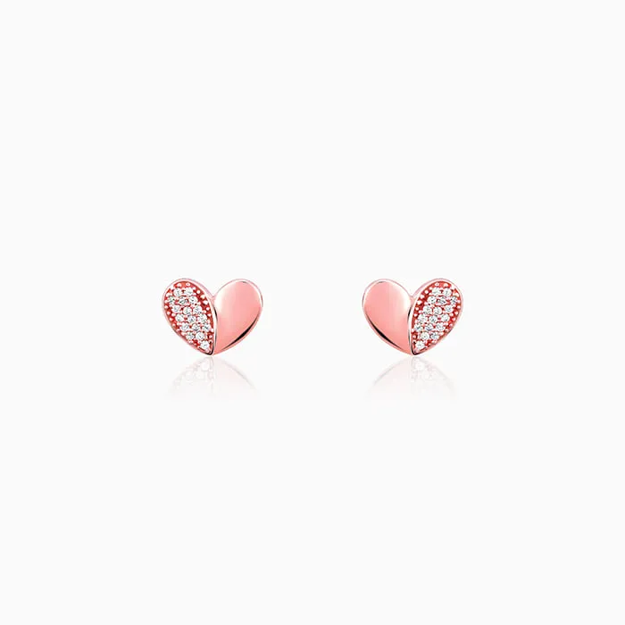 Rose Gold Made for Each Other Stud Earrings