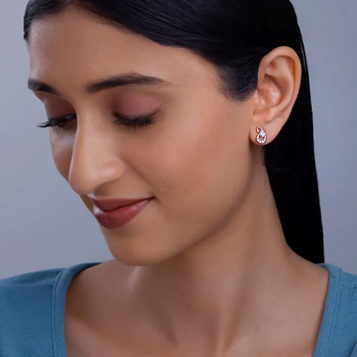 Rose Gold Paisley Love Earrings