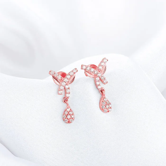 Rose Gold  Pear Drops Earrings