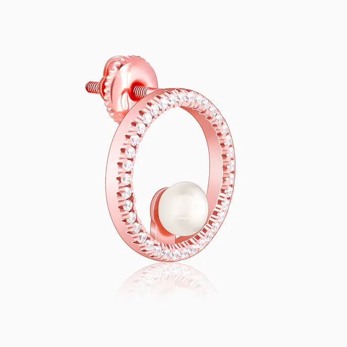 Rose Gold Pearl Halo Earrings