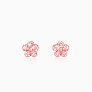 Rose Gold Periwinkle Filigree Earrings