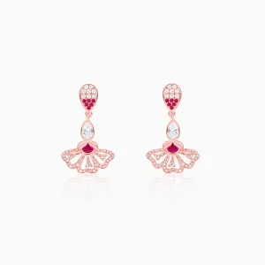 Rose Gold Red Eyebright Dangler Earrings