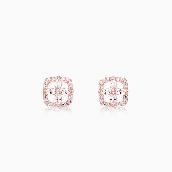 Rose Gold Shimmer Stud Earrings