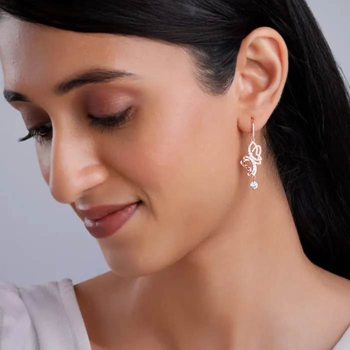 Rose Gold Shining Butterfly Earrings