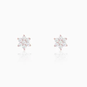Rose Gold Shining Flower Studs