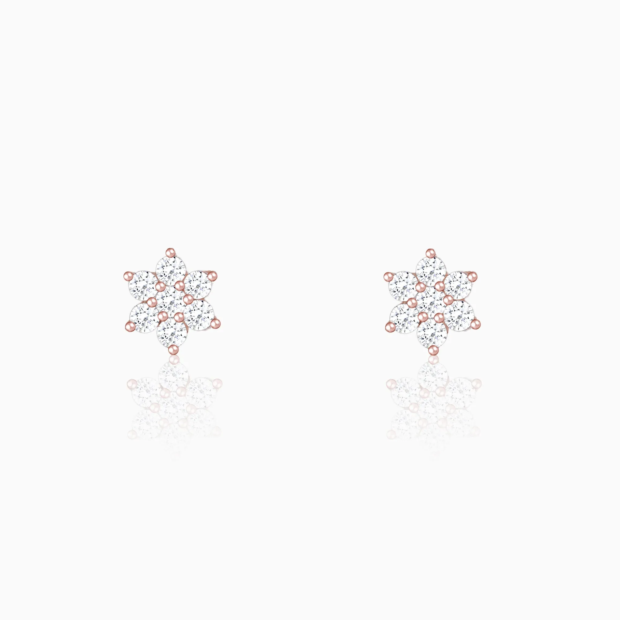Rose Gold Shining Flower Studs