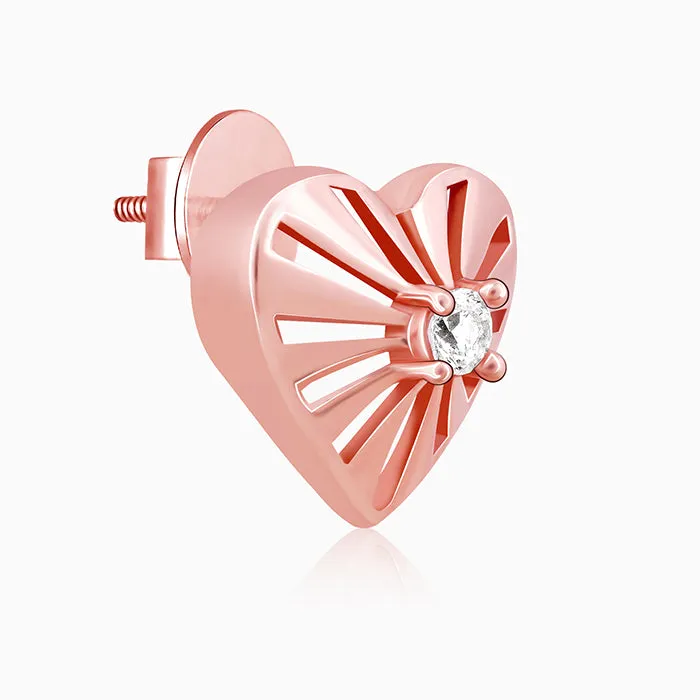 Rose Gold The Sunshine of My Life Heart Earrings