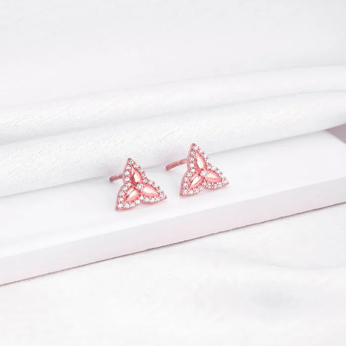 Rose Gold Trillium Trifecta Earrings