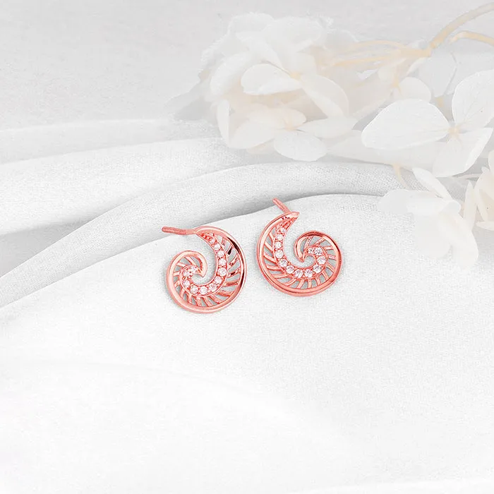Rose Gold Volute Earrings