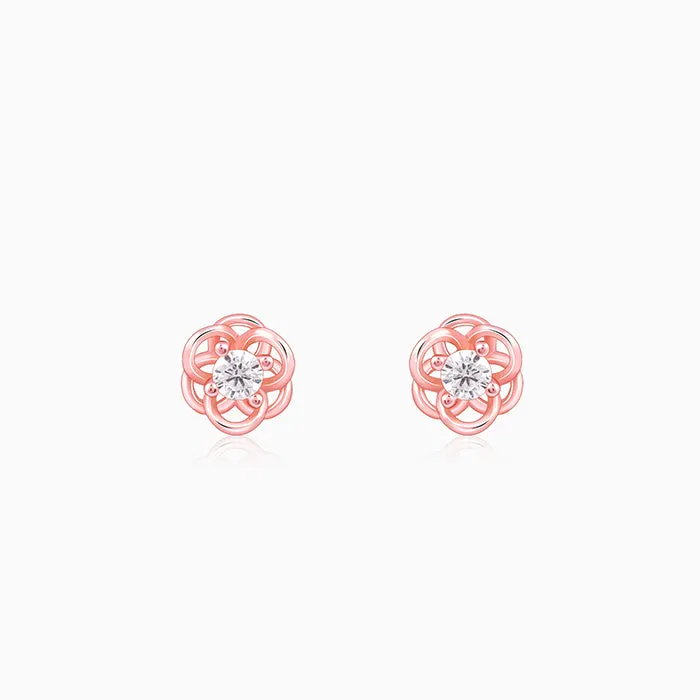 Rose Gold Woven Flower Studs