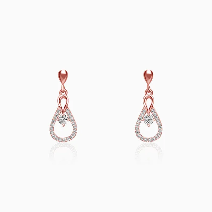 Rose Gold Zircon Drop Earrings