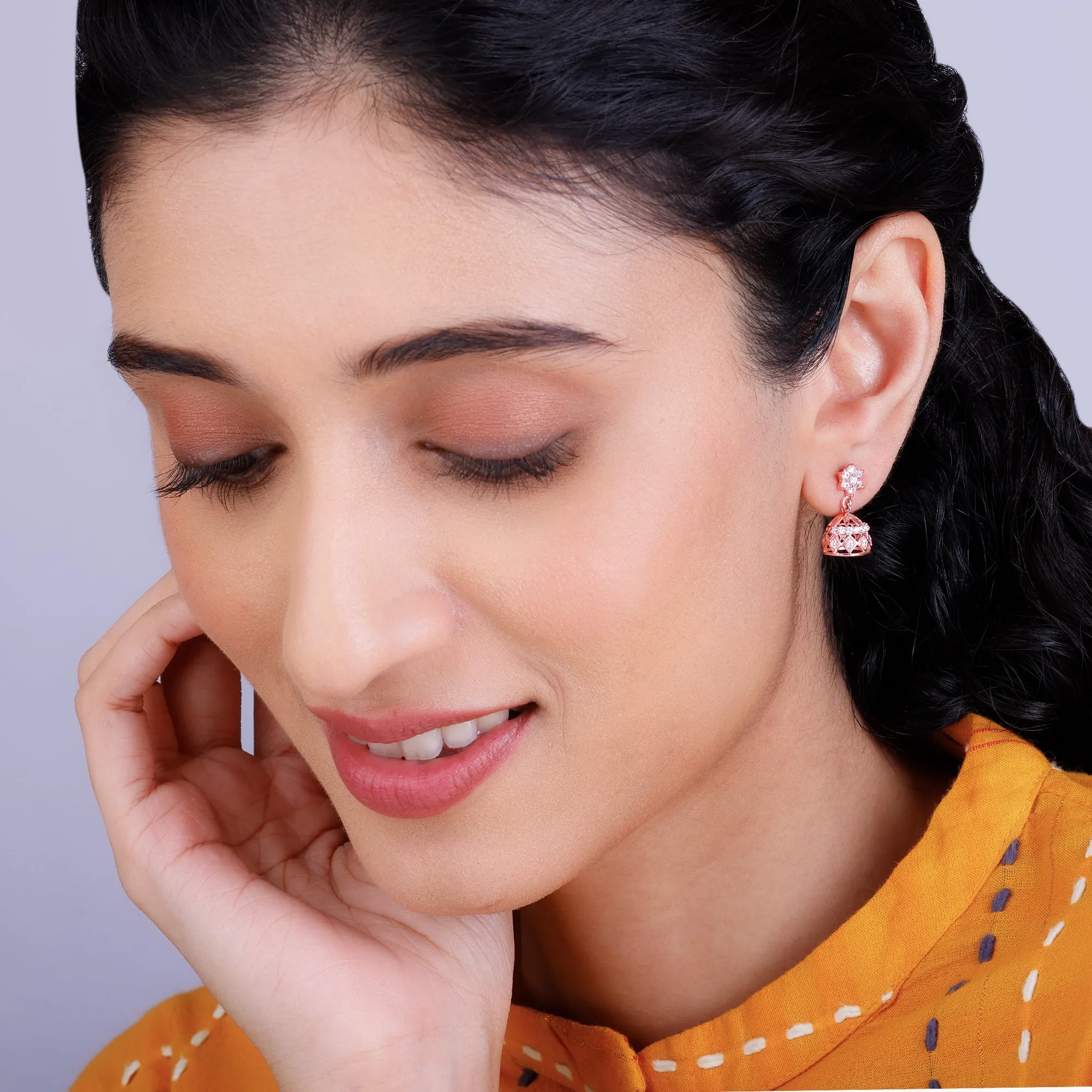 Rose Gold Zircon Jhumki
