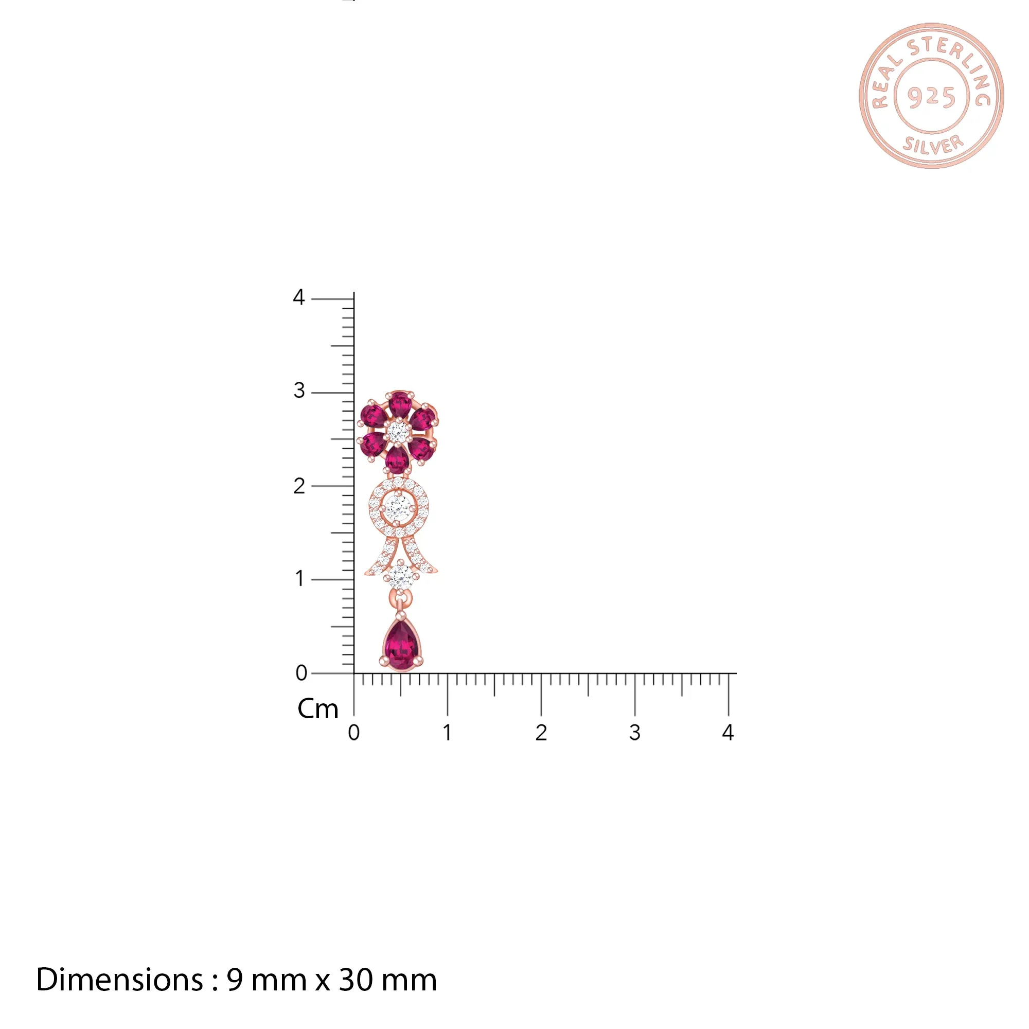 Rose Gold Zircon Pink Flower Drop Danglers