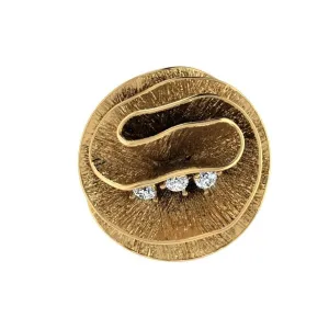Rose Shaped Diamond Flower Ring 18K Yellow Gold