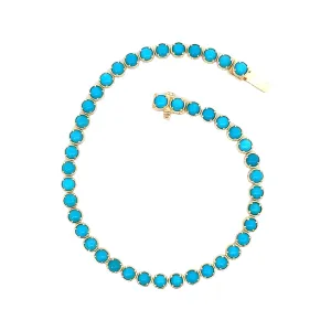 Round Bezel Turquoise Tennis Bracelet