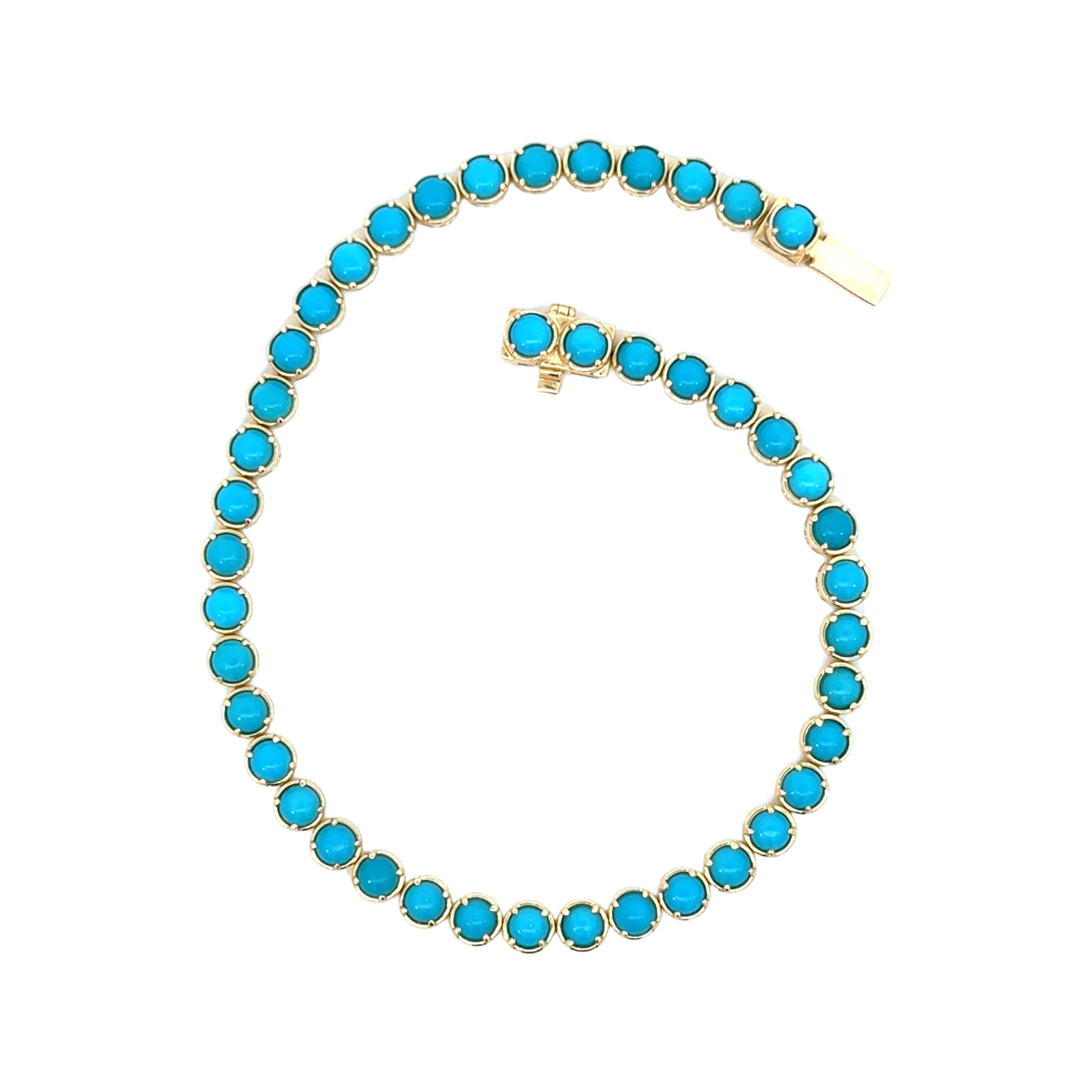 Round Bezel Turquoise Tennis Bracelet