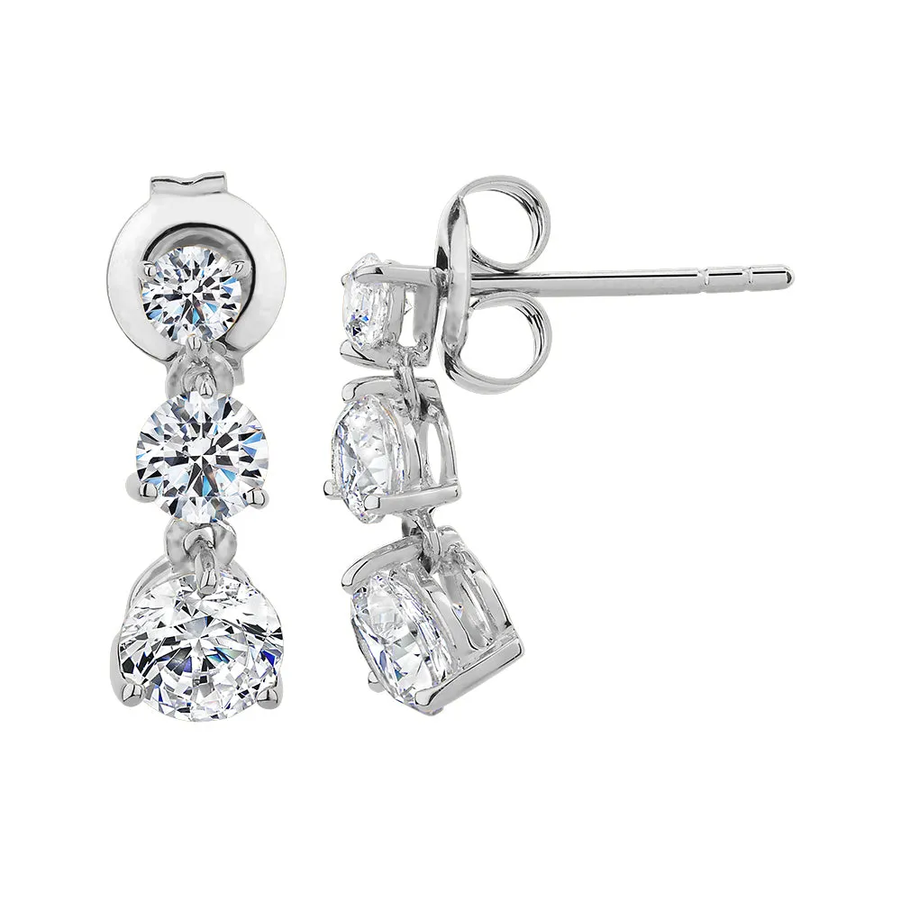 Round Brilliant drop earrings with 1.64 carats* of diamond simulants in 10 carat white gold