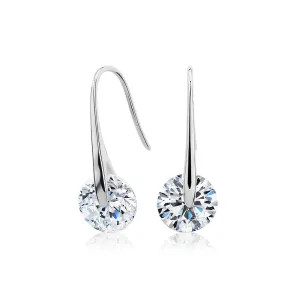 Round Brilliant drop earrings with 3.34 carats* of diamond simulants in 10 carat white gold