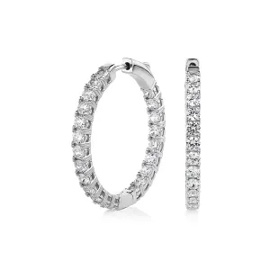 Round Brilliant hoop earrings with 4.84 carats* of diamond simulants in sterling silver