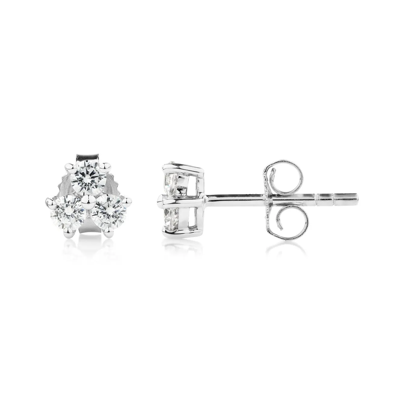 Round Brilliant stud earrings with 0.36 carats* of diamond simulants in 10 carat white gold