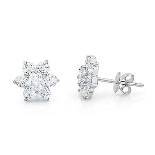 Round Brilliant stud earrings with 1.46 carats* of diamond simulants in 10 carat white gold