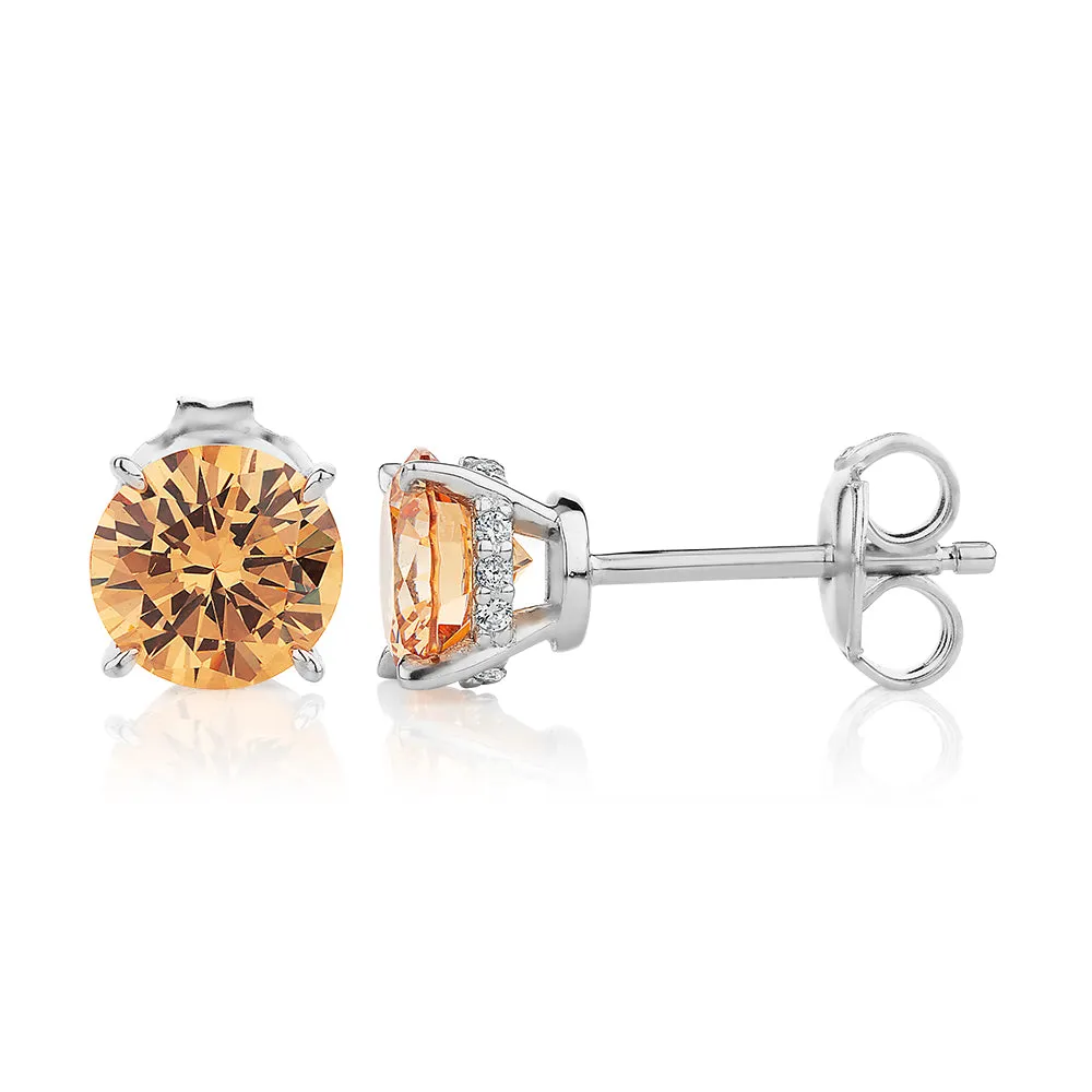 Round Brilliant stud earrings with 2.18 carats* of diamond simulants in sterling silver