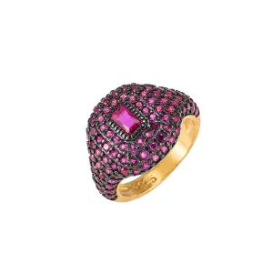 Ruby and Black Onyx Statement Ring