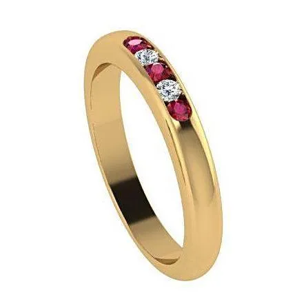 Ruby and Diamond Ring 14K Yellow Gold Band
