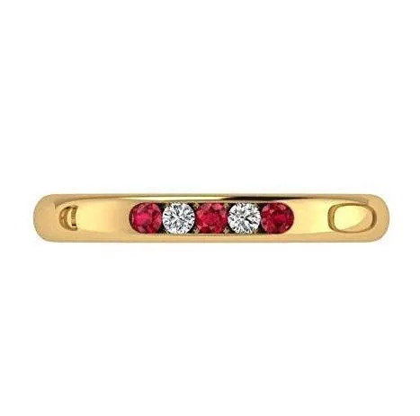 Ruby and Diamond Ring 14K Yellow Gold Band