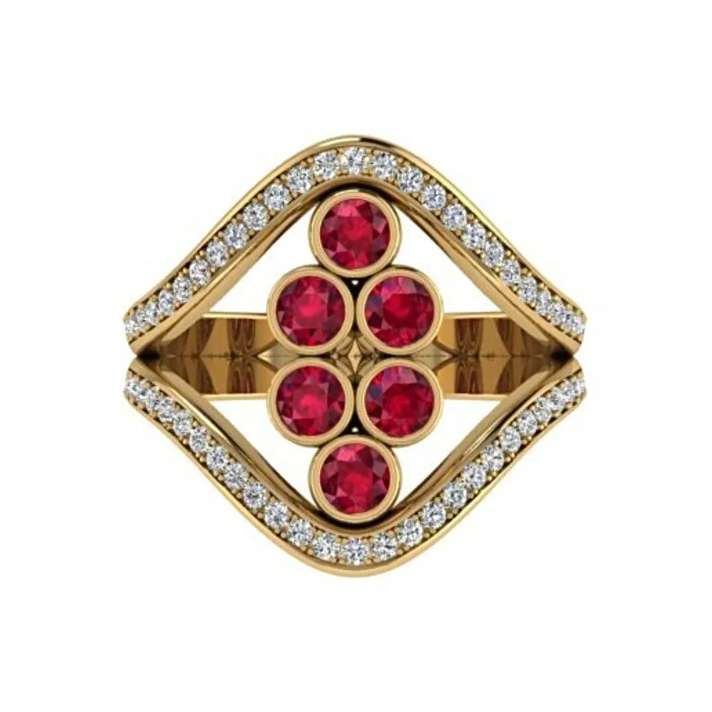 Ruby and Diamond  Ring 18K Yellow Gold