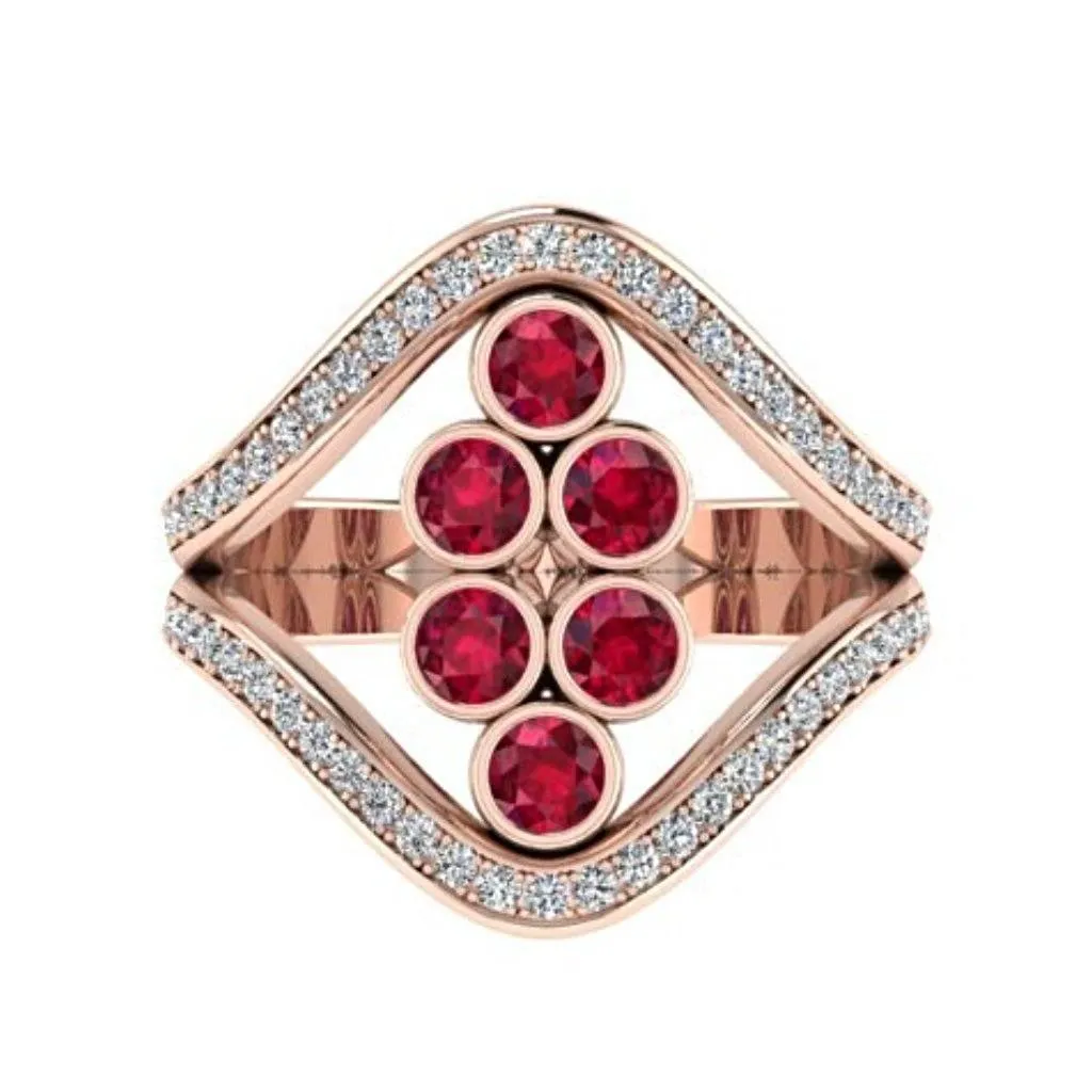 Ruby and Diamond  Ring 18K Yellow Gold