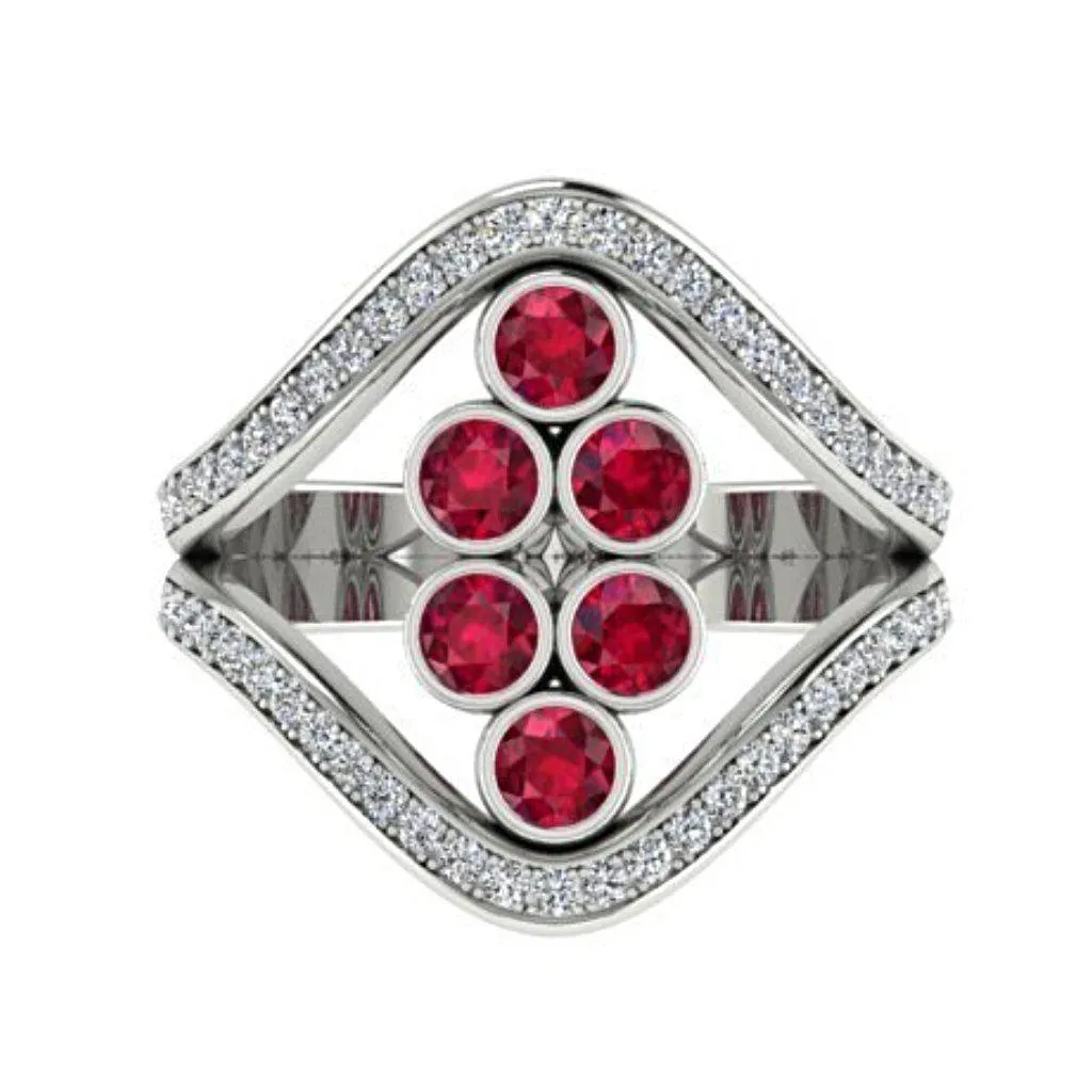 Ruby and Diamond  Ring 18K Yellow Gold