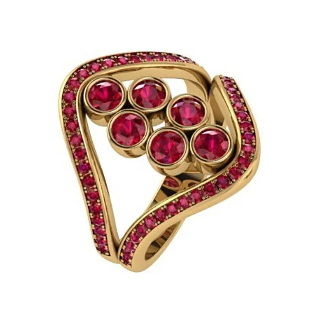 Ruby and Diamond  Ring 18K Yellow Gold